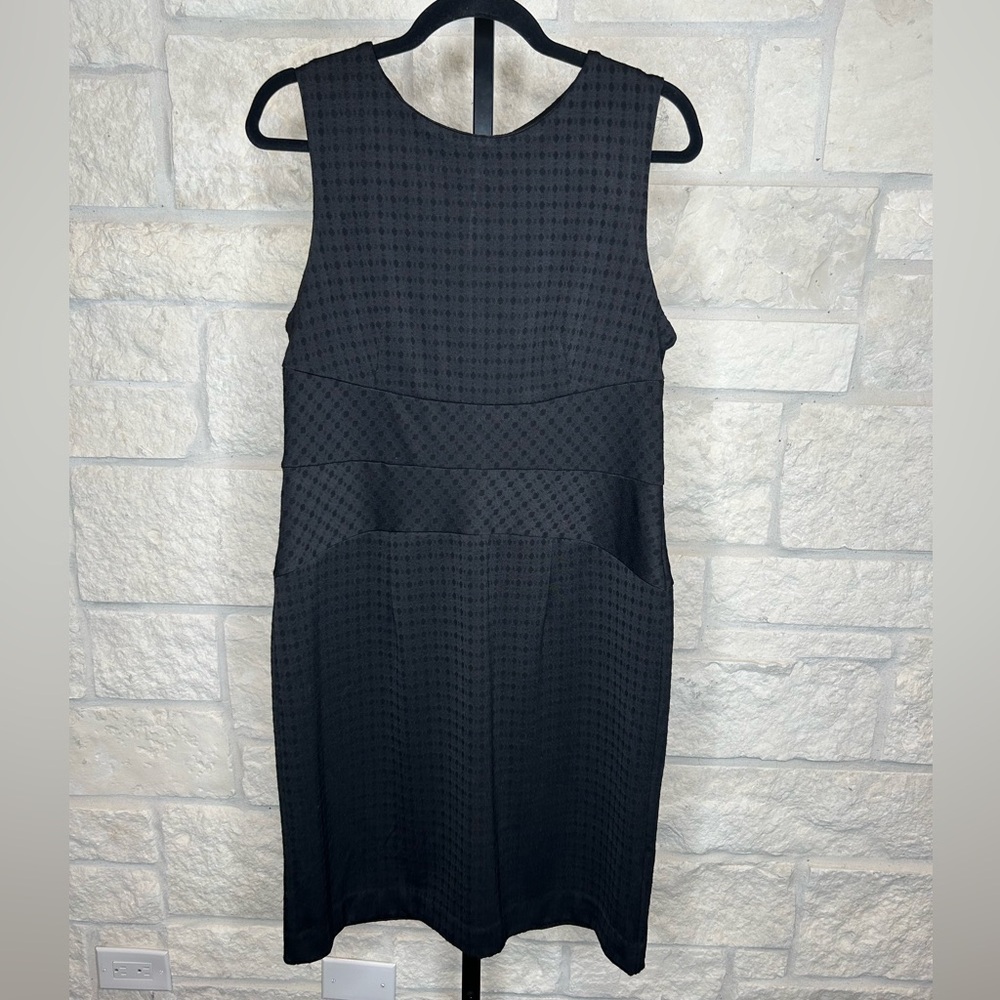 Apt 9 Black Sheath Dress Size Large Checked Print Banded Waist Sleeveless